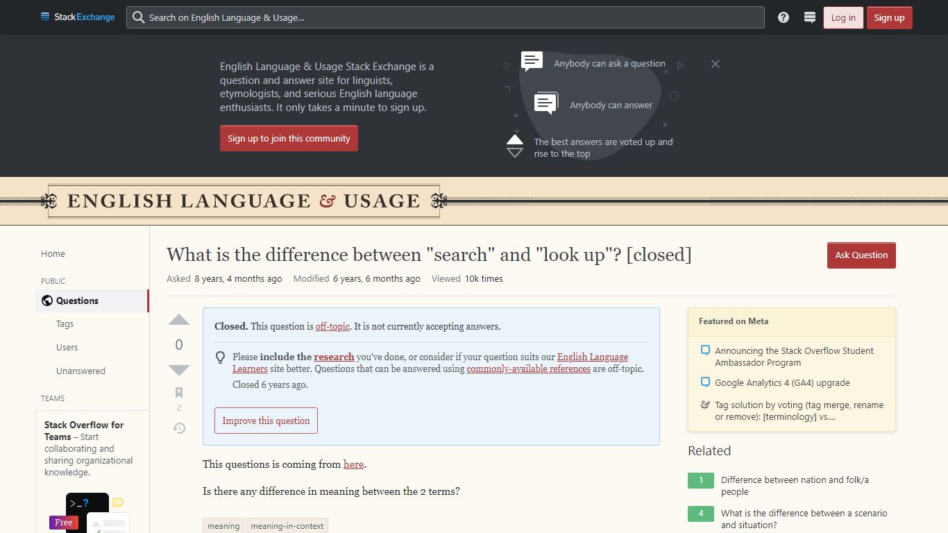 What is the difference between "search" and "look up"?
