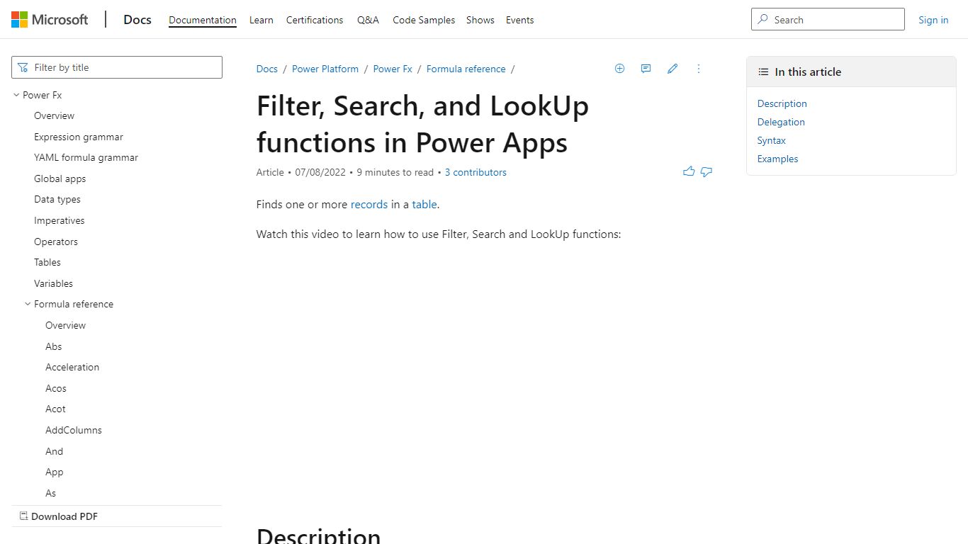 Filter, Search, and LookUp functions in Power Apps (contains video ...